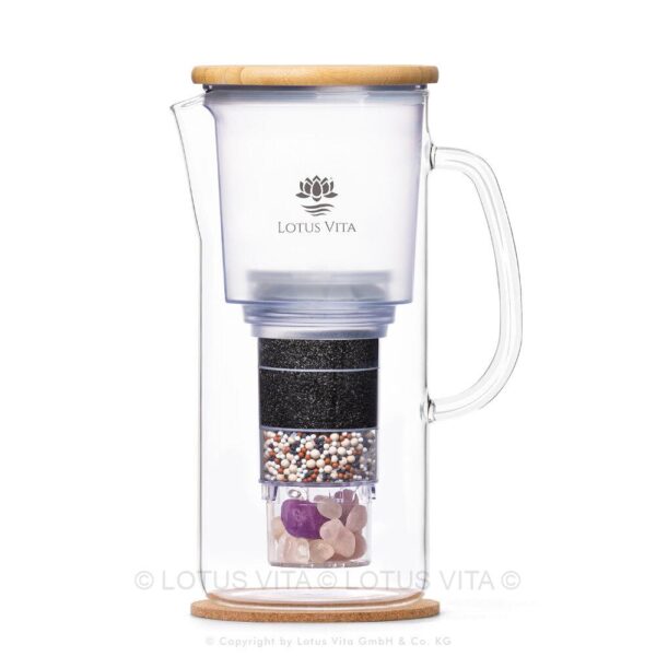 Lotusfilter Lotus Vita Produkt Lotus Glas-Filterkaraffe mit Steinfach neuer Boden
