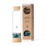 Glas Trinkflasche mit Kristallsteinen - Türkis, Turmalin