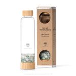 Glas Trinkflasche mit Kristallsteinen - Milchopal, Amazonit