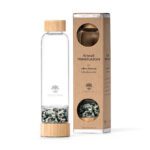 Glastrinkflasche mit Kristallsteinen - Turmalin, Amazonit
